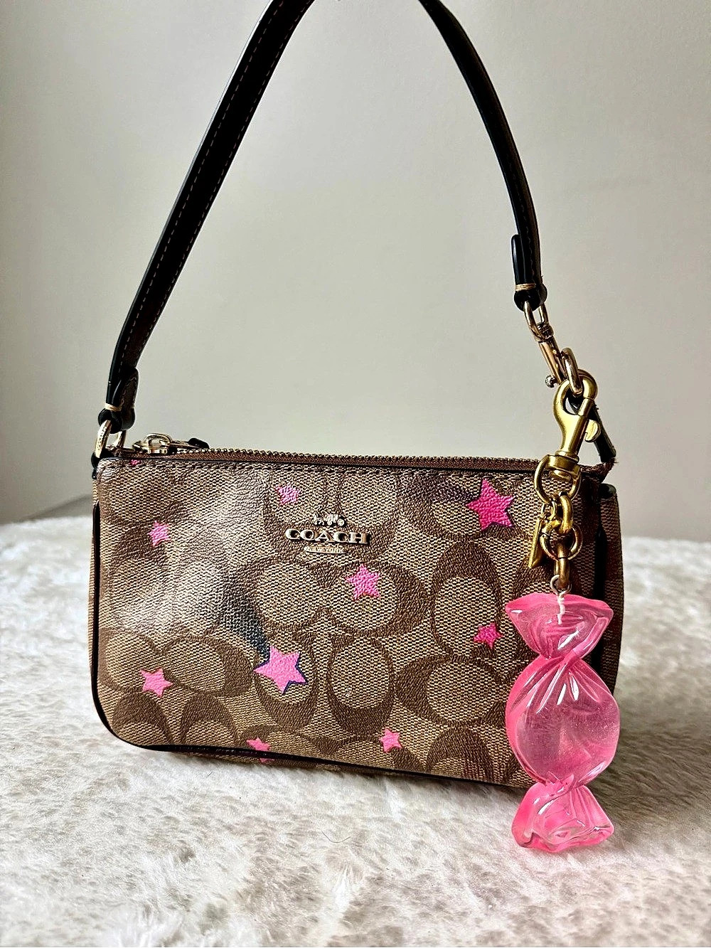 Coach Nolita 19 bag  with Disco Star Print with matching charm
